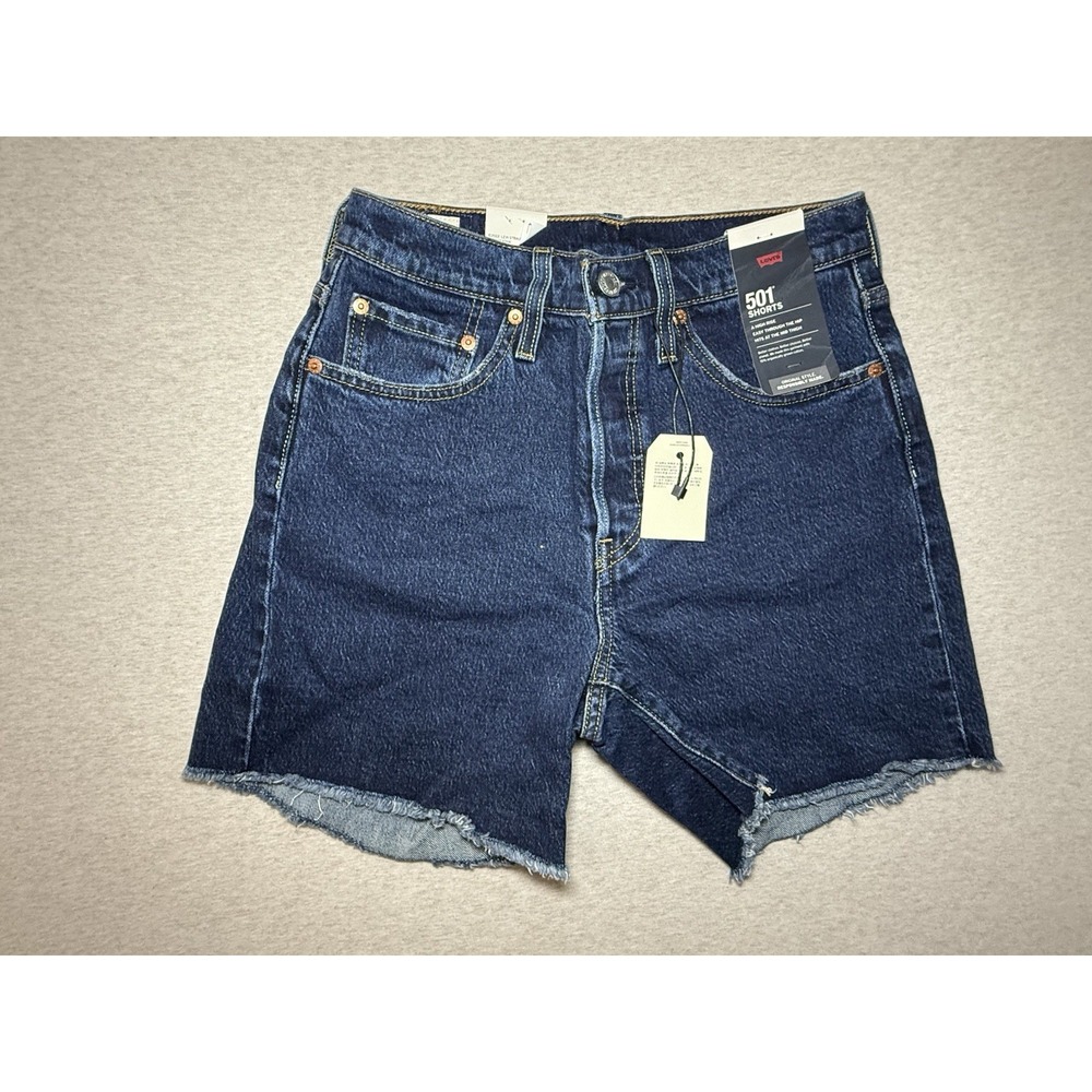 Levi's 501 Woman's High Rise Shorts 27w Dark Wash NWT Button Fly BigE